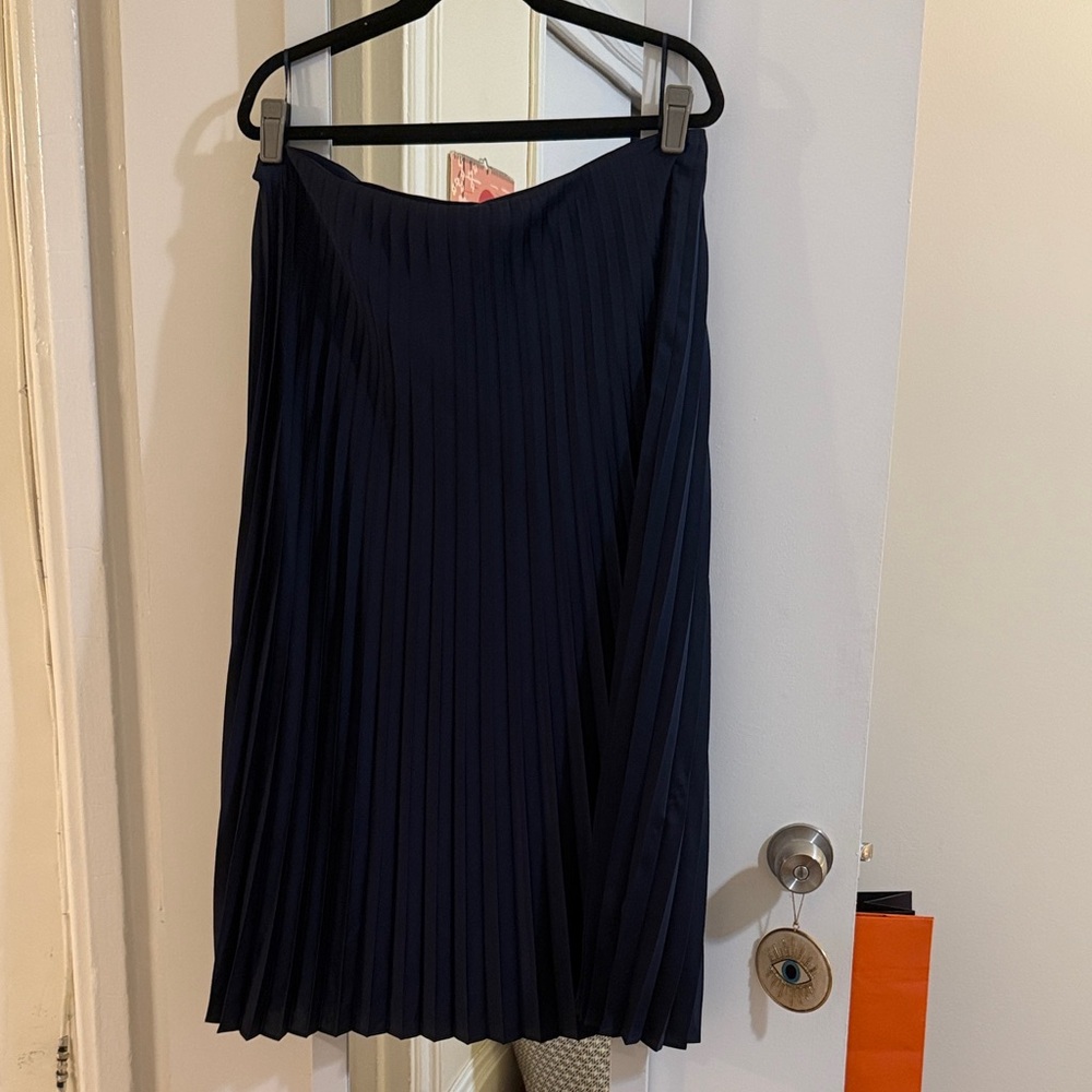 J. Crew Navy A-Line Pleated Skirt
